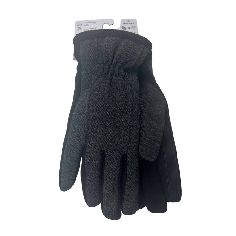 Isotoner Men's Large Black SmartDri Gloves‎ Rain Snow Touchscreen NEW
